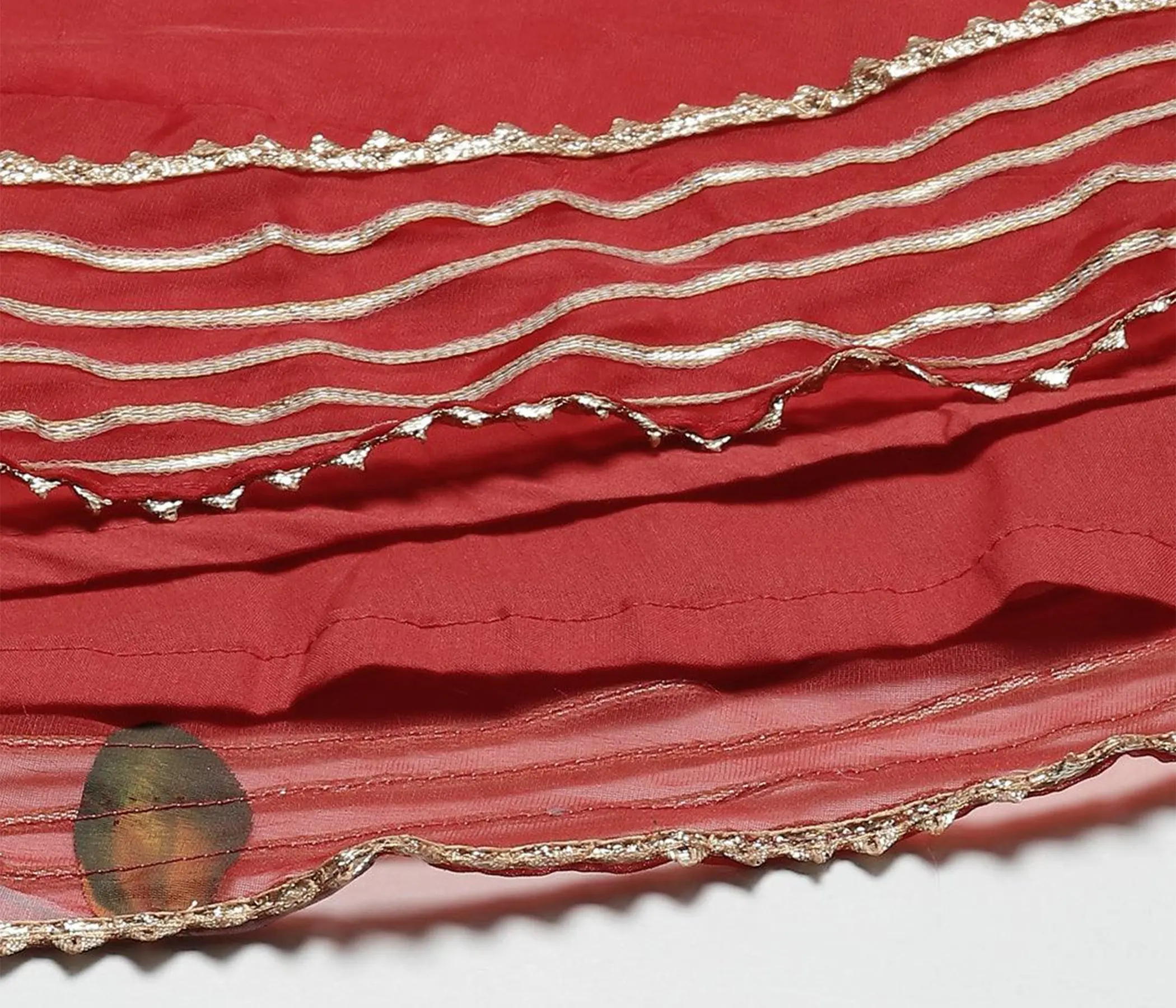 Red Hand Painted Organza Lehenga Set complete your traditional indian wedding clothes collection